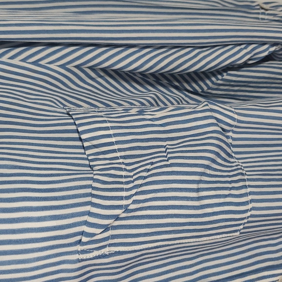 Jane and Delancey Size 1X Blue White Striped Floral Button Down Shirt - Picture 4 of 11